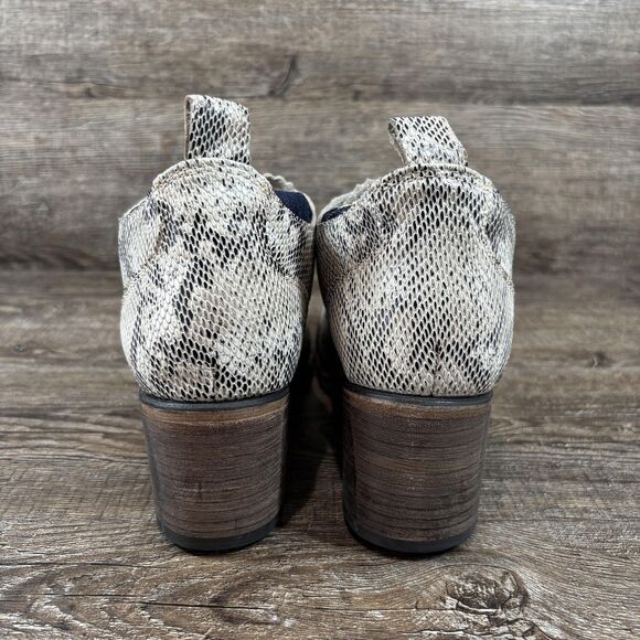 Freebird by Steven Sadie Ankle Boots Women's 8 Black White Snake Leather Booties - Picture 5 of 9